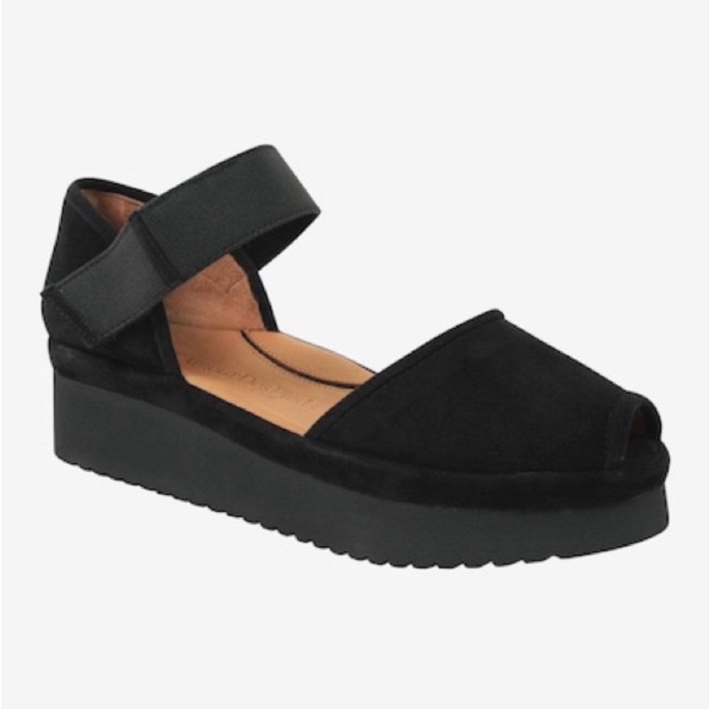 L’AmourDesPieds Amadour Wedge Suede Black Women's sandals NEW